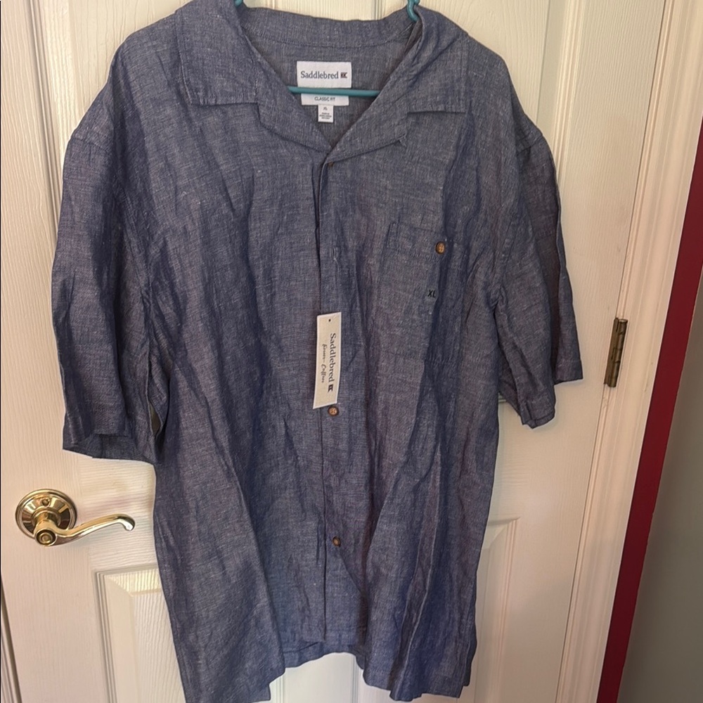 Saddlebred Casual Blue Button-Up Shirt